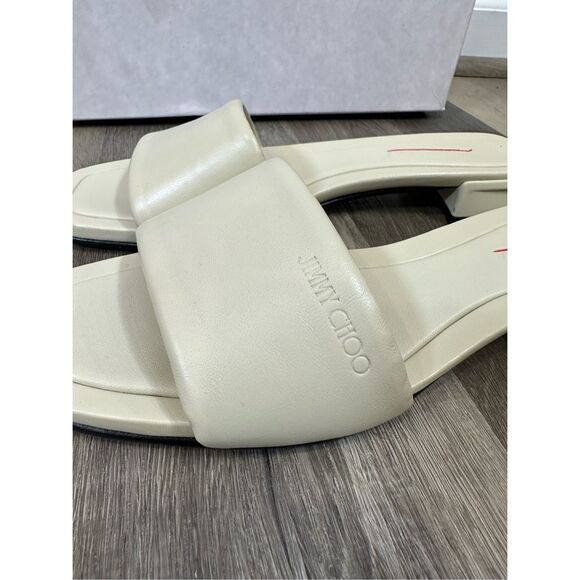 Jimmy Choo Nappa Leather Open Toe Lena Flat Sandals Bamboo Size 39.5 $750 - Picture 11 of 15